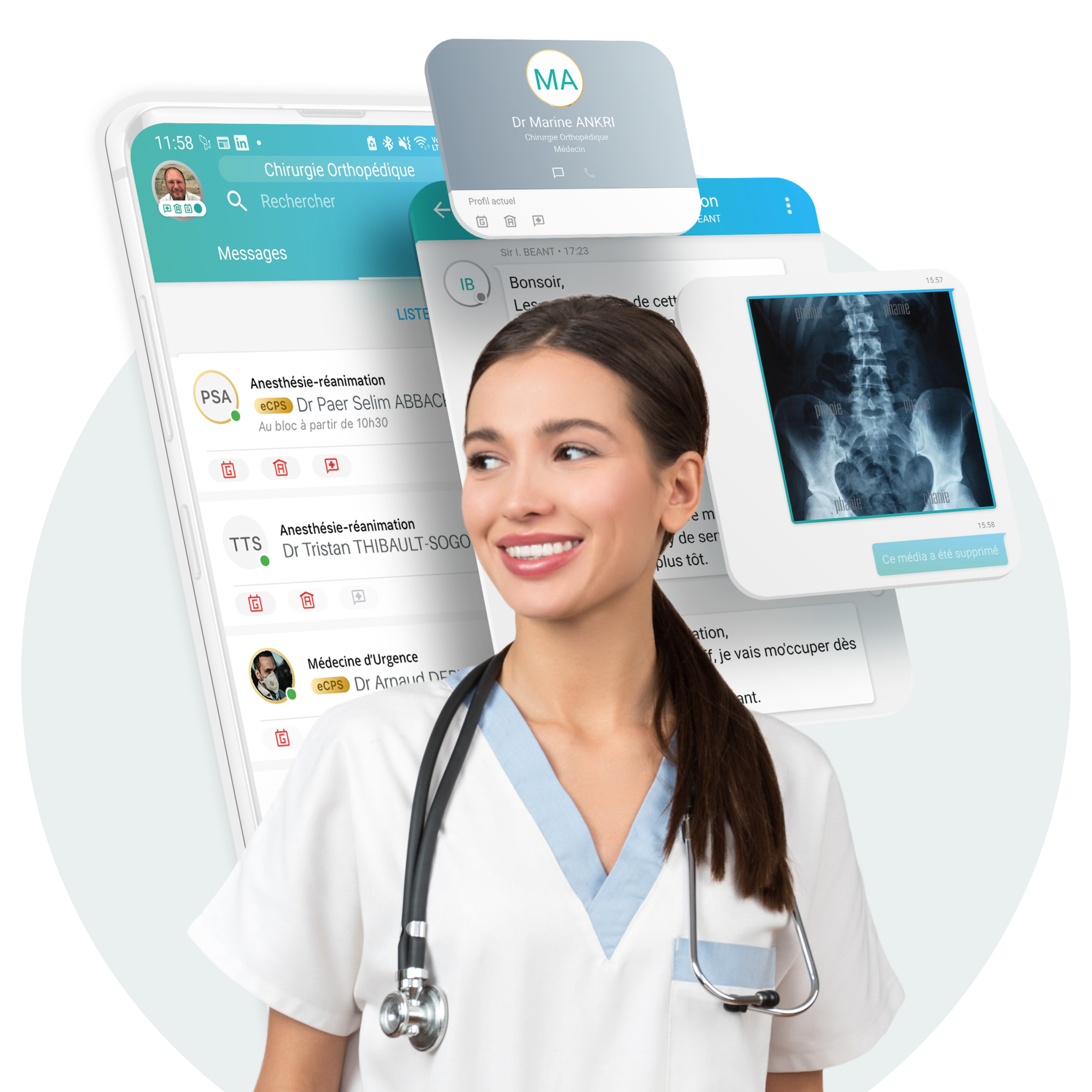 Two phones, describing the teamdoc application